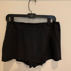 Black skort with fringe detail